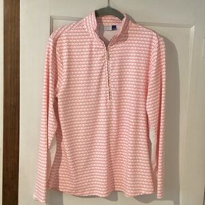 Talbots Pink and White Quarter-Zip Pullover for Golf, Tennis or the beach.